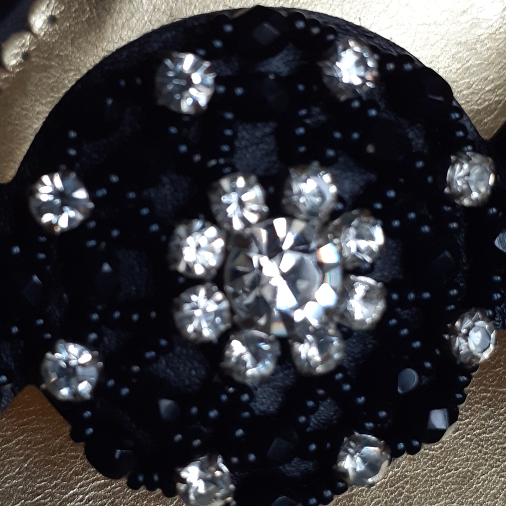 Lily Holt Black Jewelled 2 inch Heel Slides - Picture 7 of 7